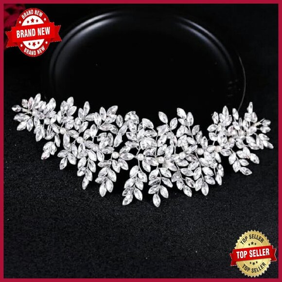 Handmade Rhinestone Silver Bridal Headpiece Wedding Hair Accessory main image 6